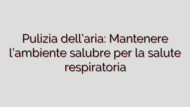 Pulizia dell’aria: Mantenere l’ambiente salubre per la salute respiratoria