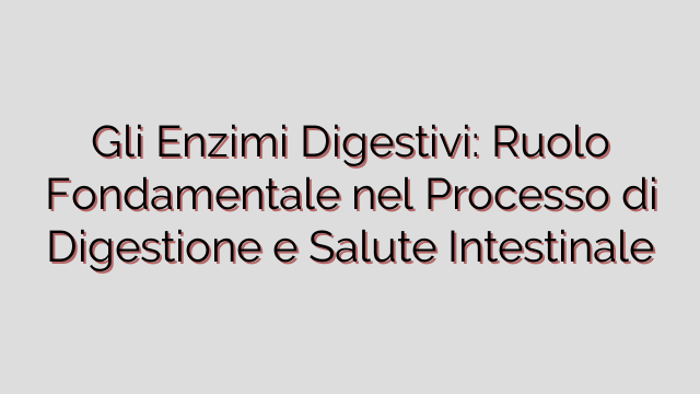 Gli Enzimi Digestivi: Ruolo Fondamentale nel Processo di Digestione e Salute Intestinale
